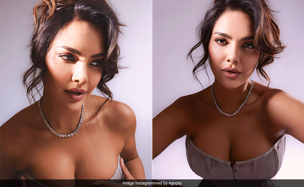 Esha Gupta's Brown Hued 90s Glam With A Tousled Updo Makes For A Fabulous Throwback