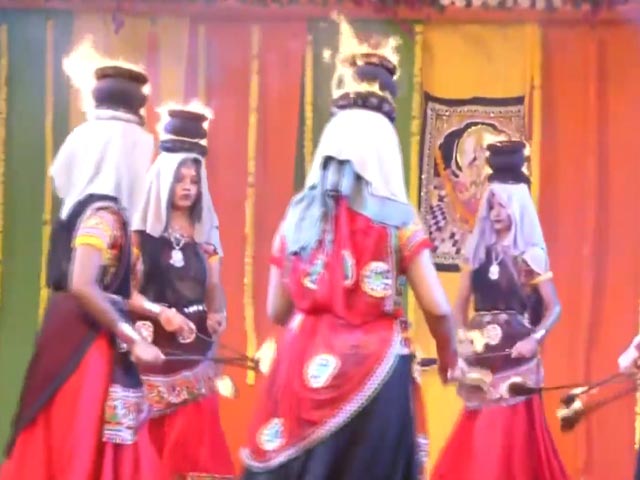 Women Perform 'Garba' Carrying Fire Pots On Heads In Gujarat's Rajkot