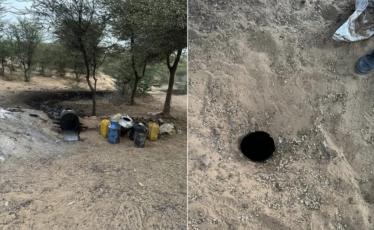 बीकानेर : पुलिस ने पकड़े हथकड़ शराब से भरे कंटेनर, खेत में मिलीं शराब बनाने की भट्टियां