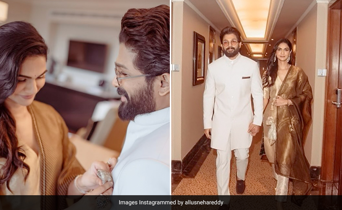 Allu Arjun And Sneha Reddy's Regal Ethnic Wear Is Traditional Celebrity Style Done Majestically For National Awards 2023