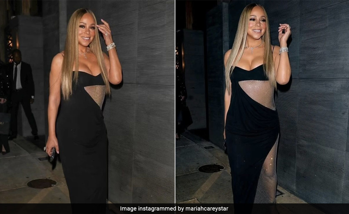 Mariah Carey's Black Dress With A Mesh Patch Shines Like A Million Stars