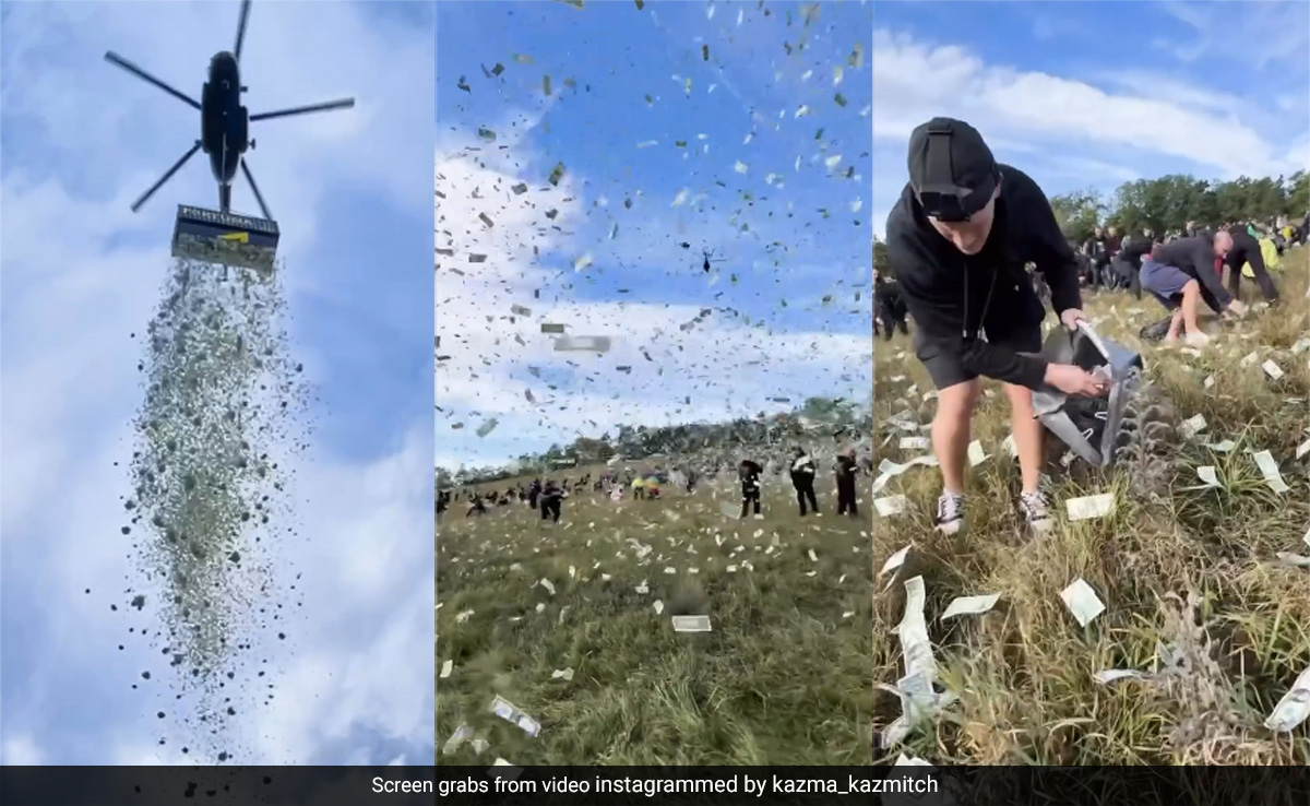 Watch: Czech Influencer Drops 1 Million Dollars From Helicopter, People Rush To Collect It