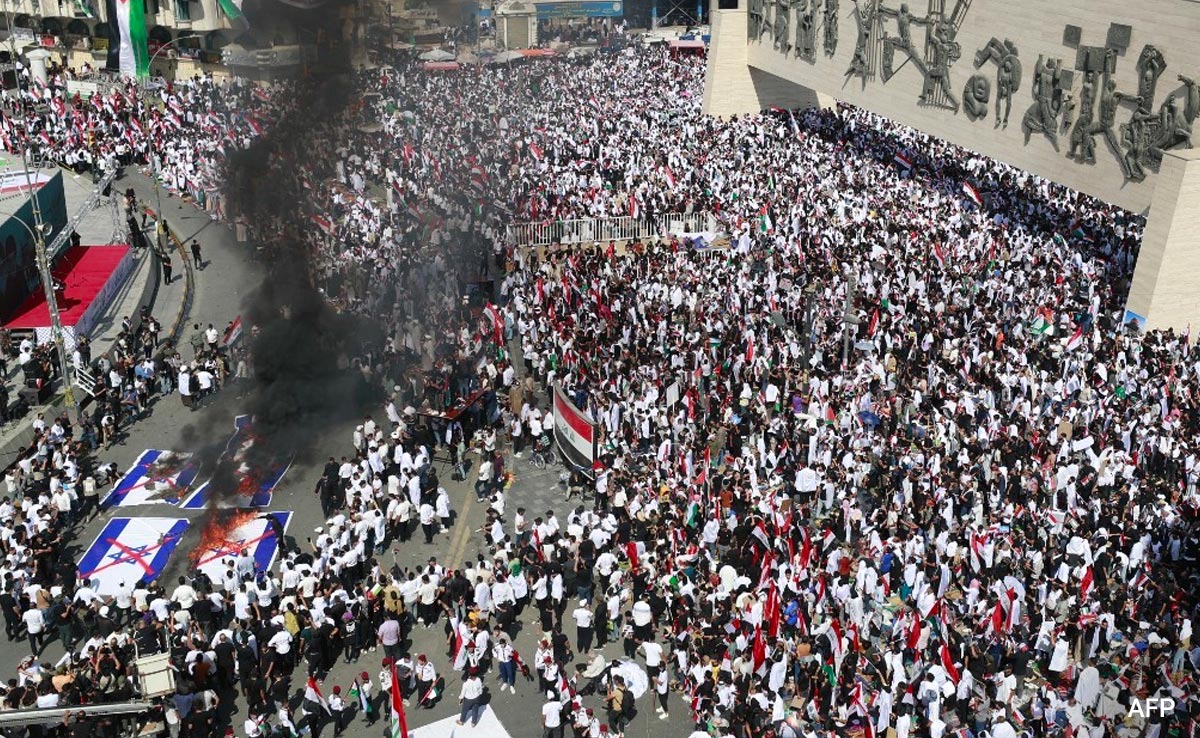 Israeli Flags Burnt In Iraq As Thousands Rally In Support Of Palestine