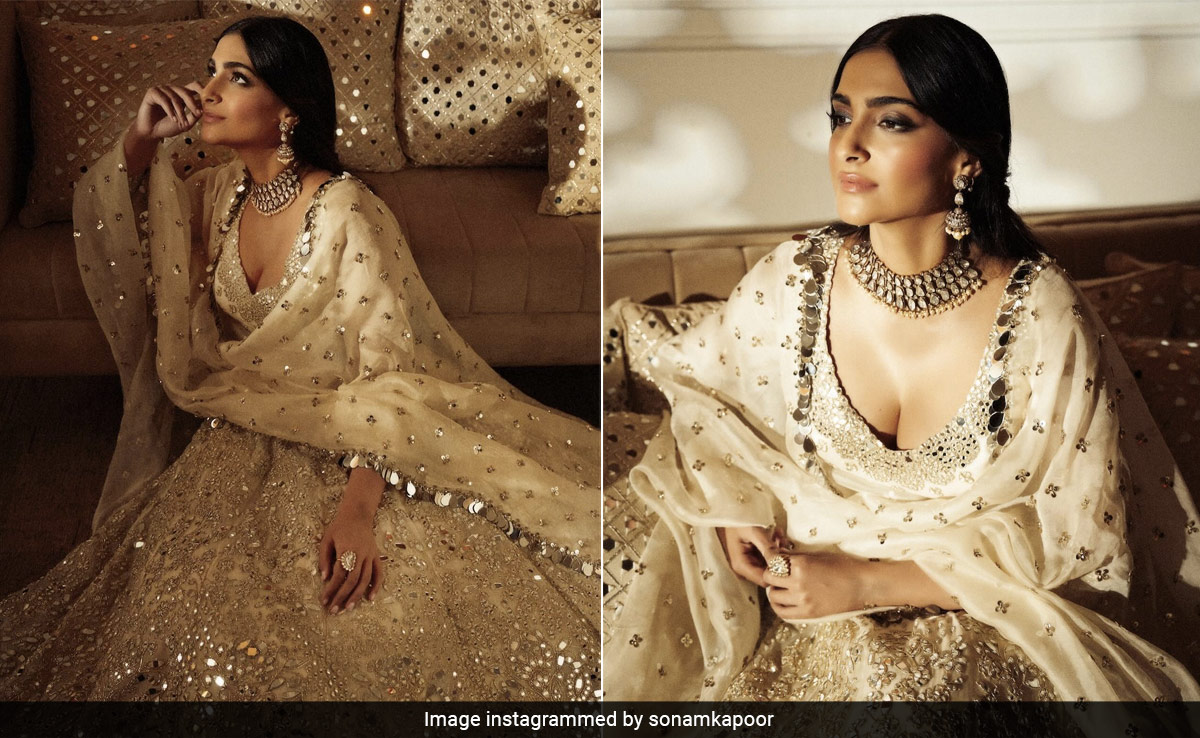 Sonam Kapoor's Abhinav Mishra Mirrorwork <i>Anarkali</i> Lends Perfect Wedding Guest Style