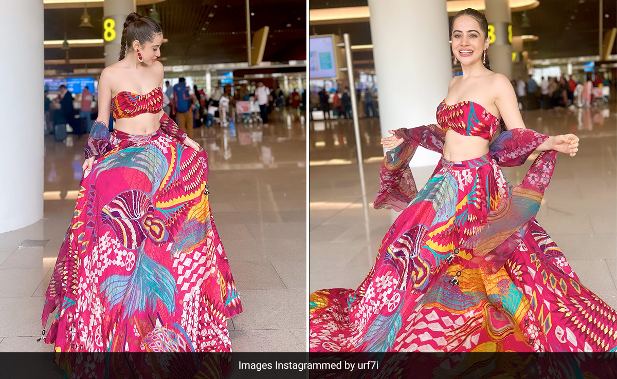 Uorfi Javed's Rs 44,000 Saksha & Kinni Multicoloured <i>Lehenga</i> Is A Celebration Of Colour In Time For <i>Navratri</i> 2023