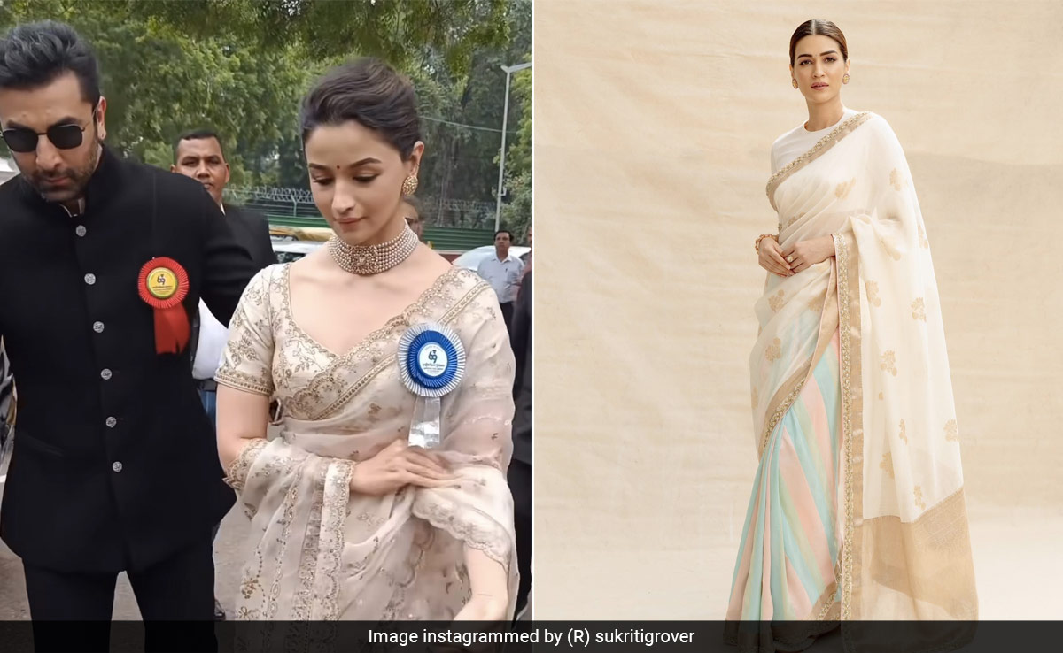 Alia Bhatt, Kriti Sanon And Waheeda Rehman Triple The Ethnic Fashion Quo In Beautiful Ivory <i>Sarees</i> At The National Awards