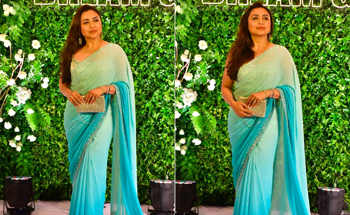 Rani Mukerji Gives Festive Fashion A Fresh Spin In A Blue Ombre <i>Saree</i>, For Hema Malini's 75th Birthday Party