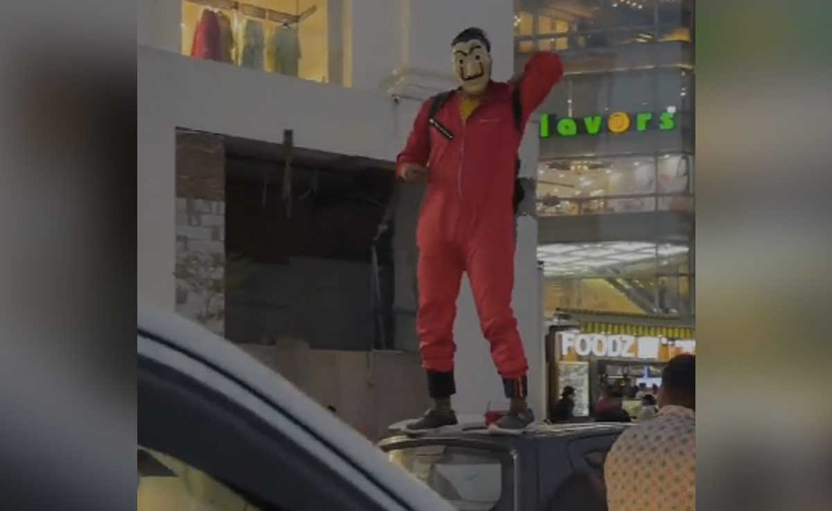 Video: Man Dressed In 'Money Heist' Costume Showers Money In Jaipur