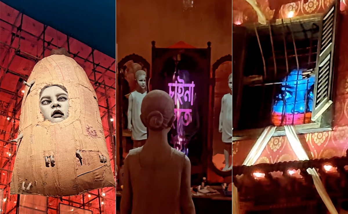 कहीं दुष्कर्म तो कहीं भ्रूण हत्या के खिलाफ मैसेज, देखें अनोखा दुर्गा पूजा का पंडाल का वायरल वीडियो