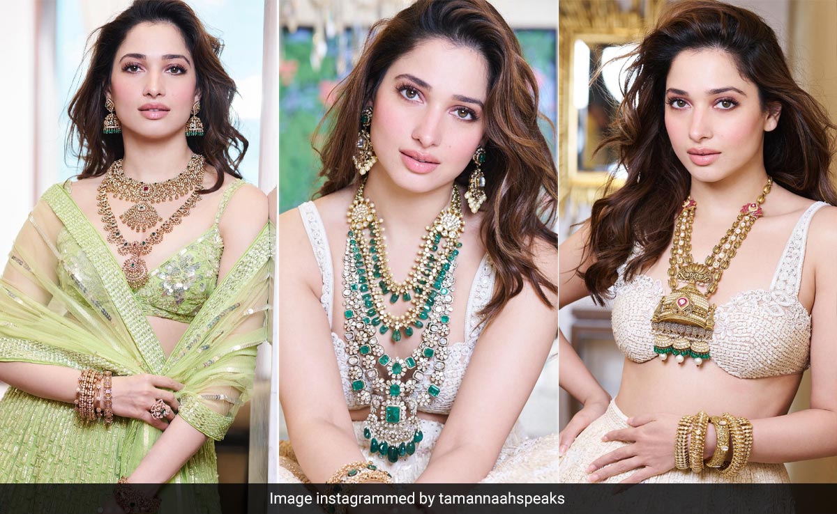 Tamannaah Bhatia Exudes Festive Elegance In Lime-Green <i>Lehenga</i> Set