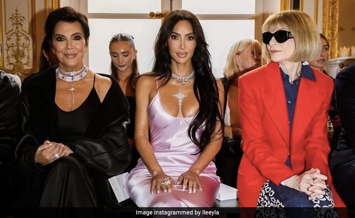 Kim Kardashian-Kris Jenner's Slip Dresses Paired With Stick-On Jewels Are Front Row Spotlight Stealers