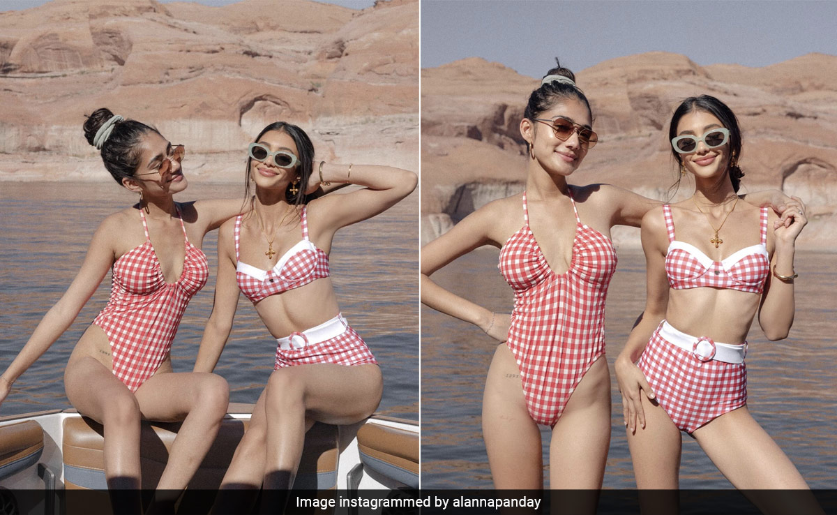 It's Picnic Chic By The Shore For Alanna Panday In A Gingham Swim Set