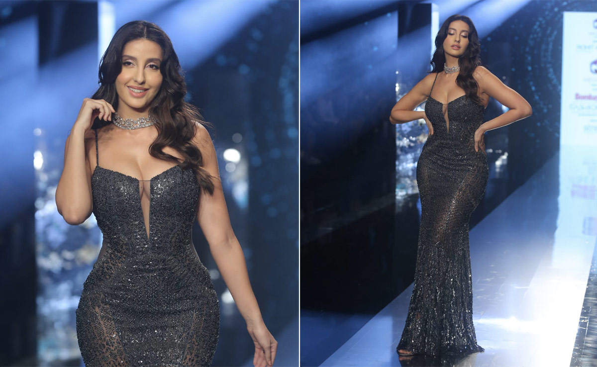 Every Head Was Turned In Nora Fatehi's Direction For Her Ramp Walk In A Slinky Gunmetal Gown