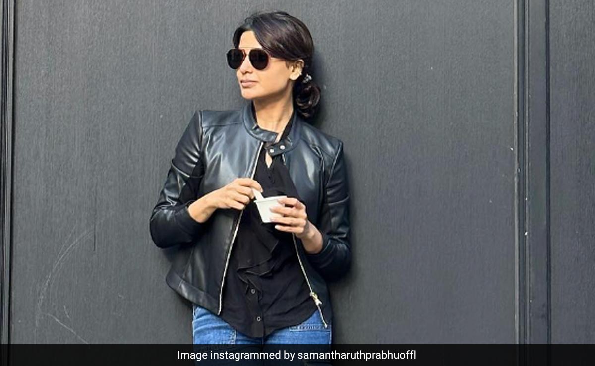 Samantha Ruth Prabhu Goes The Classic Rock Chic Route In Vienna With Black Leather Jacket And Jeans