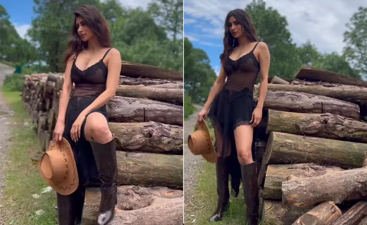 Mouni Roy Aces Chic Cowgirl Style In A Lace LBD And Knee-Length Boots