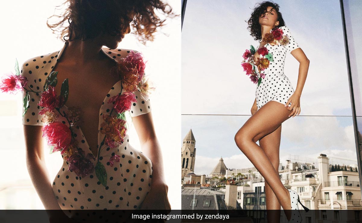 Zendaya's Fabulous Florals And Peppy Polka Dot Playsuit Is A Pattern Mix Made In Fashion Heaven