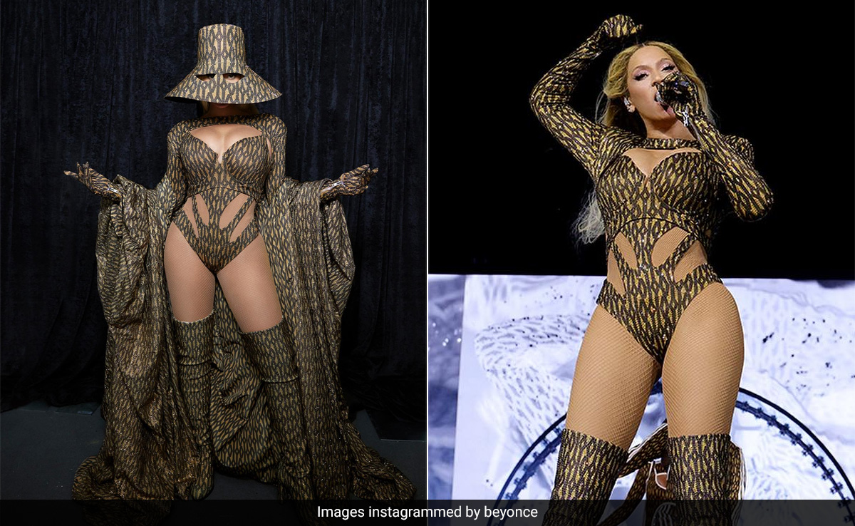 Beyonce Came, Saw And Conquered The Stage In A Monogram Bodysuit And Mask Hat