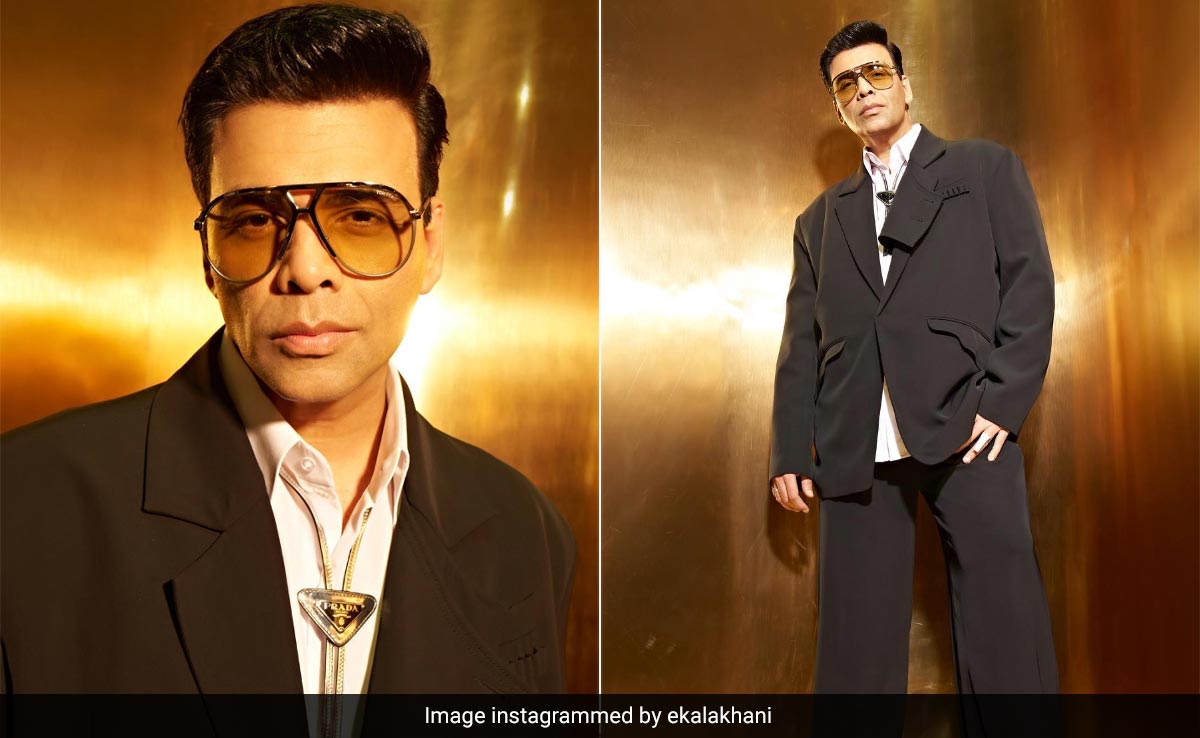 Karan Johar "Brews" Retro Style In A Freshly Roasted Oversized Pantsuit And Aviators