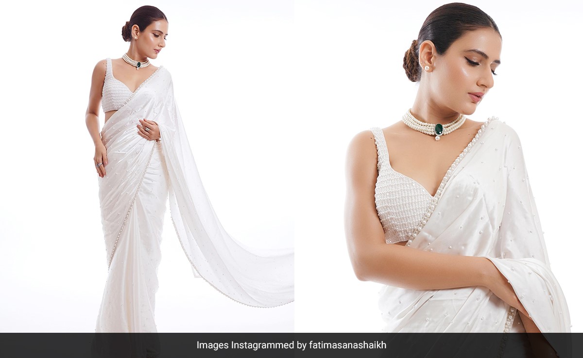 Fatima Sana Shaikh Embraces Pearlcore In A Dreamy White Manish Malhotra <i>Saree</i>