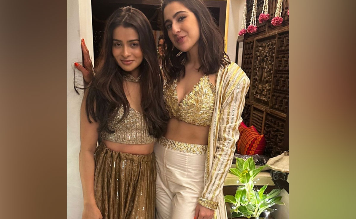 Sara Ali Khan Weaves Ethnic Elegance In White And Gold Co-Ords At Her Star-Studded Diwali Party