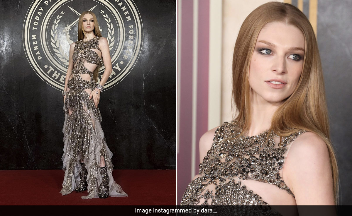 Hunter Schafer's "Hunt" For The Best Red Carpet Fashion Moment Ended With Her Sheer Gunmetal Ruffled Gown