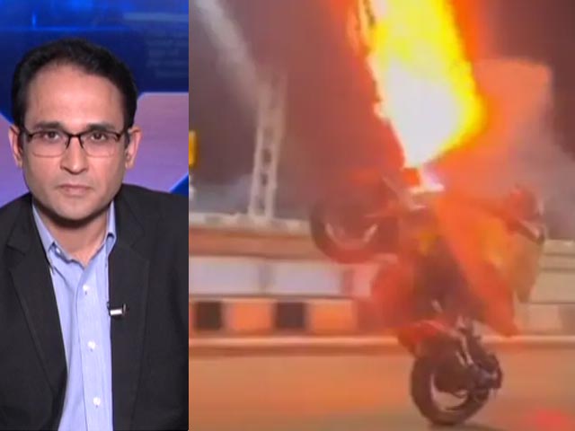 Fireworks From Bike During Stunt Lands Rider In Trouble