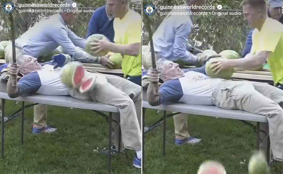 Wait, What? Man Sliced Watermelons On Own Belly To Set World Record, Video Is Viral