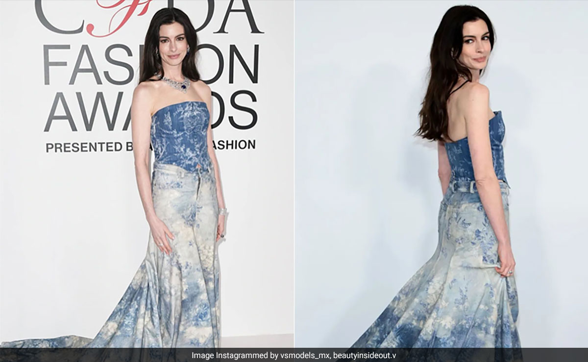 CFDA Awards 2023: Anne Hathaway Goes Rogue Wearing Washed Denim And Diamonds On The Red Carpet