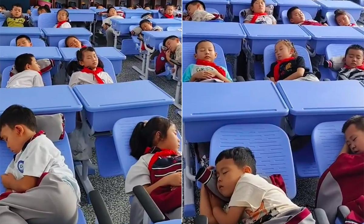 इस स्कूल में लंच करने के बाद क्लासरूम में ही पैर पसार कर सो जाते हैं बच्चे, टीचर खुद देते हैं तकिया-बिस्तर