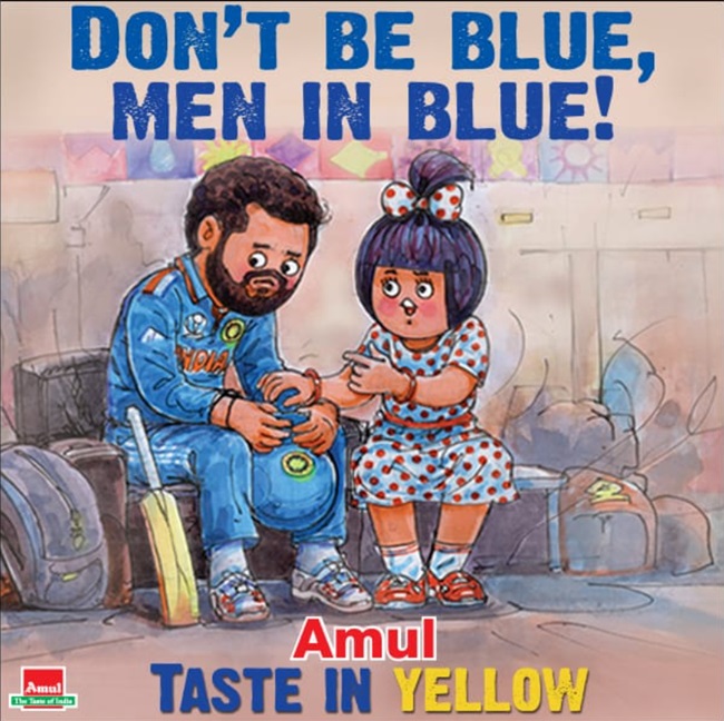 Cricket : वर्ल्ड कप में हार के बाद अमूल गर्ल ने खास मैसेज से बढ़ाया टीम इंडिया का हौसला