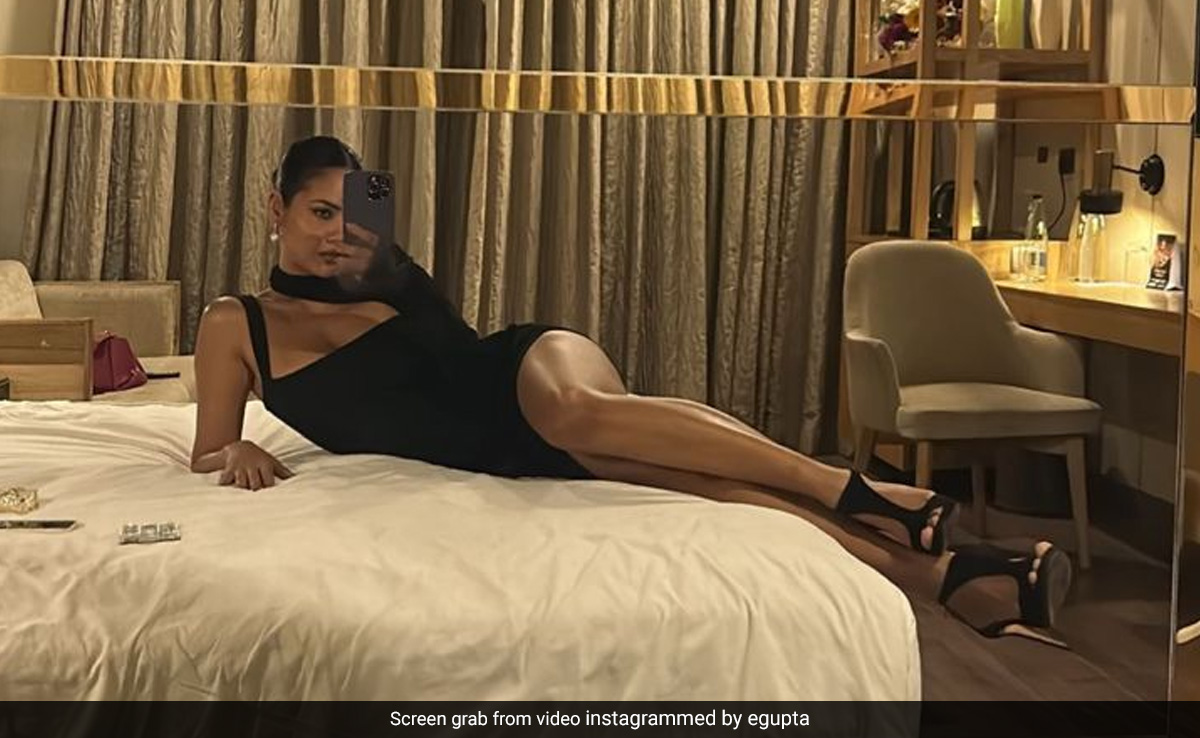 Esha Gupta Lounging In A Black Dress And Sleek Heels Jazzed Our Monday Right Up