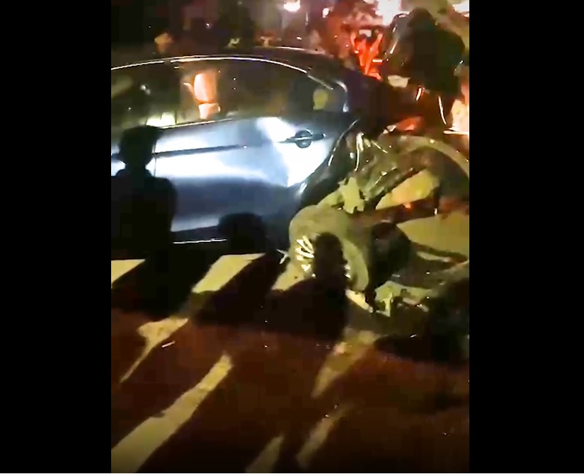 Video: Sedan Twisted, Four In Hospital After BMW Crashes In South Delhi