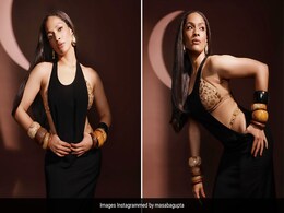 Masaba Gupta's Black Cutaway Dress With A Biscuit Bralette Is An Ode To Her Curves And Love For Cake Masaba Gupta's Black Cutaway Dress With A Biscuit Bralette Is An Ode To Her Curves And Love For Cake