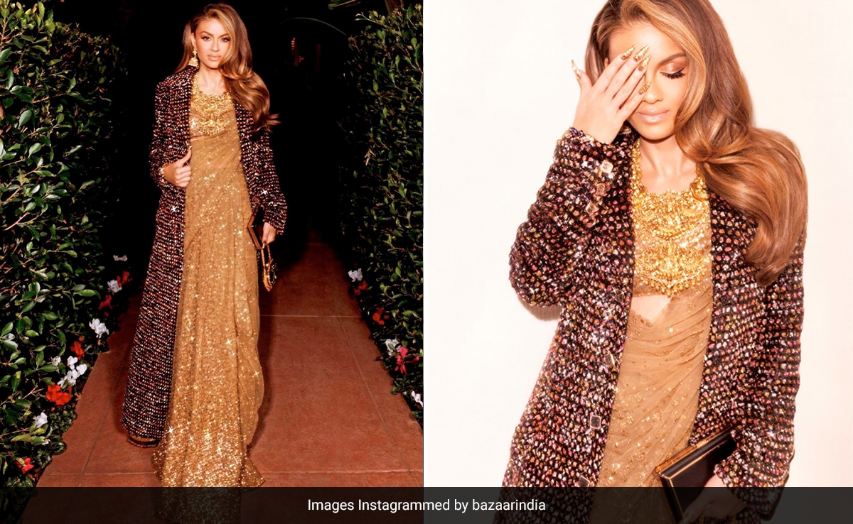 Natasha Poonawalla Redefined Ethnic Fusion In A Sequin Sabyasachi <i>Saree</i> With A Chanel Tweed Coat