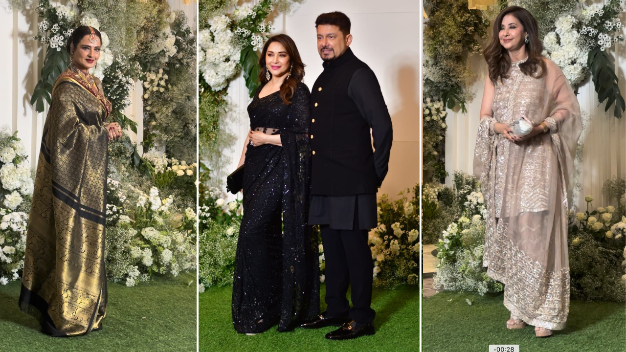 Legendary Bollywood Stars Rekha, Madhuri And Urmila Matondkar Served Elegant Festive Style At Manish Malhotra's Diwali Party