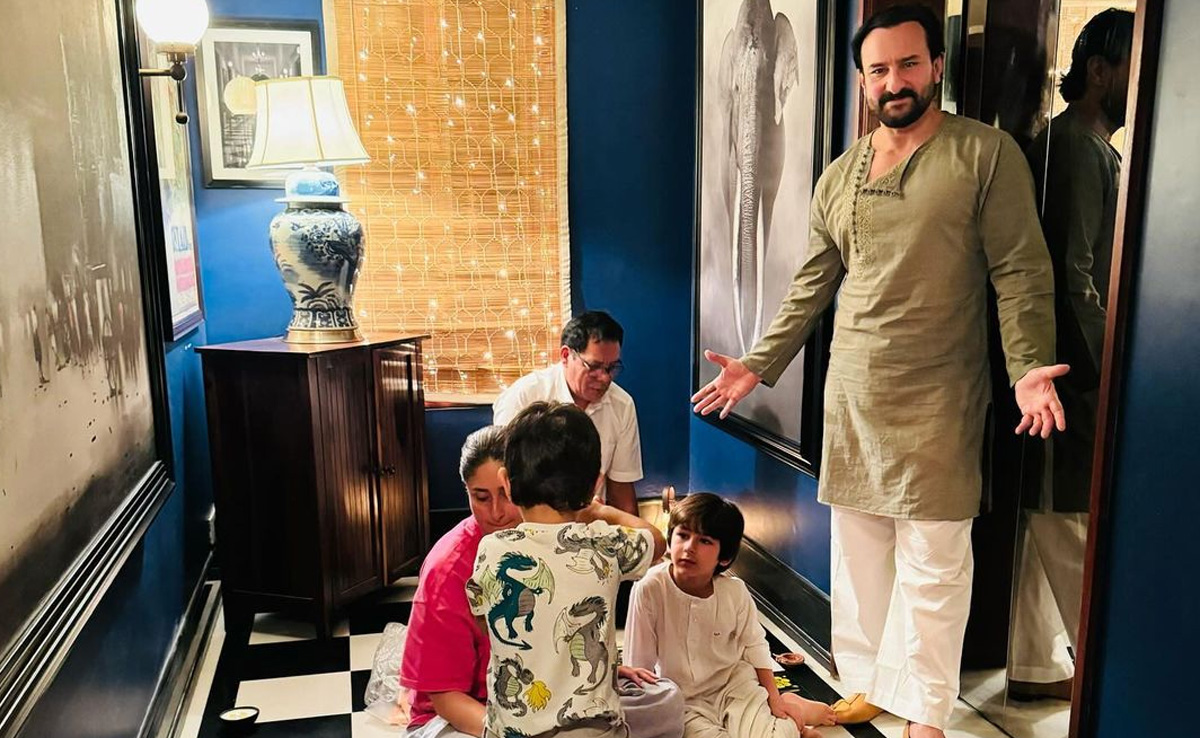 करीना कपूर ने की रंगोली बनाने की कोशिश, तैमूर और जेह ने किया ये हाल, यहां देखें फोटो