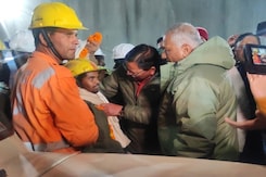 Watch: Uttarakhand Chief Minister Greets First Worker Rescued From Tunnel Watch: Uttarakhand Chief Minister Greets First Worker Rescued From Tunnel