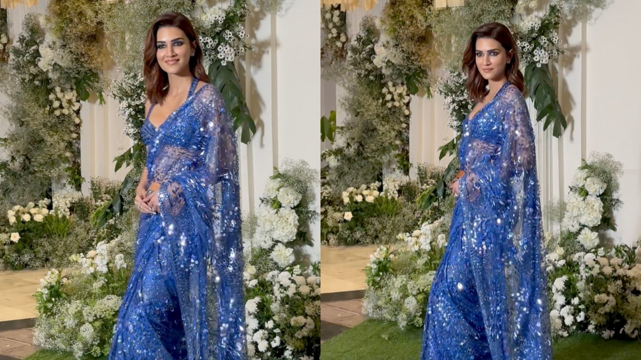 Kriti Sanon Dazzles Like A Million Stars in A Blue Six-Yard Drape at Manish Malhotra's Diwali Bash