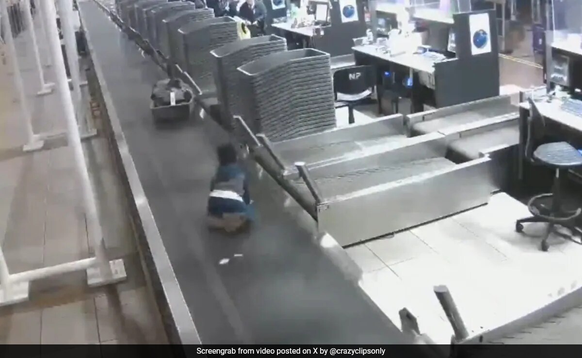 Viral Video Child Goes On A Wild Ride On Airport Conveyor Belt