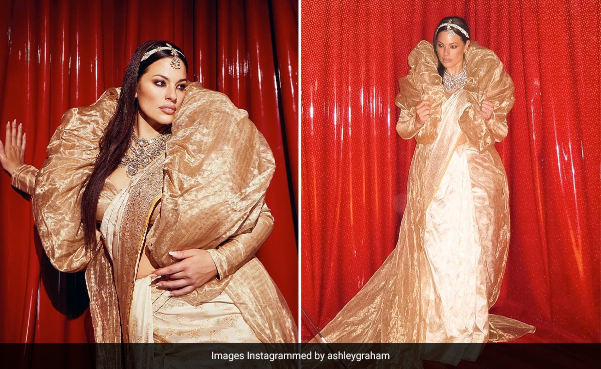Supermodel Ashley Graham's "Very First" <i>Saree</i> Was A Handwoven <i>Banarasi</i> Brocade Number