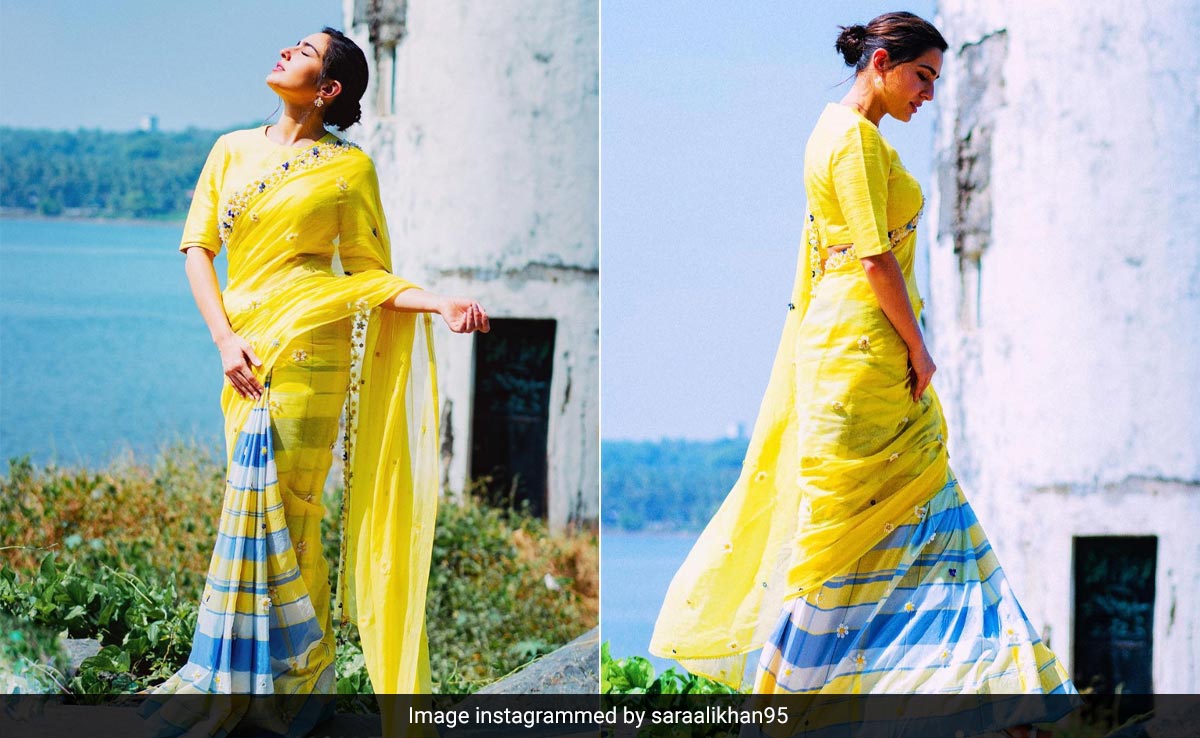 Sara Ali Khan Is A Ray Of Autumn Sunshine In A Handwoven Yellow <i>Chanderi Saree</i>