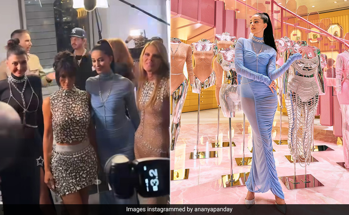 Ananya Panday "Blue" Us Away With In A Ruched Gown, Rubbed Shoulders With Freida Pinto, Kim Kardashian And More