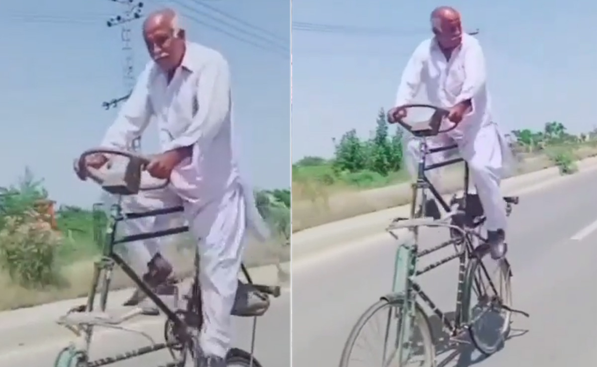 'चचा' ने जुगाड़ से बना दी डबल डेकर साइकिल, लोगों ने पूछा- अब नीचे कैसे उतरेंगे