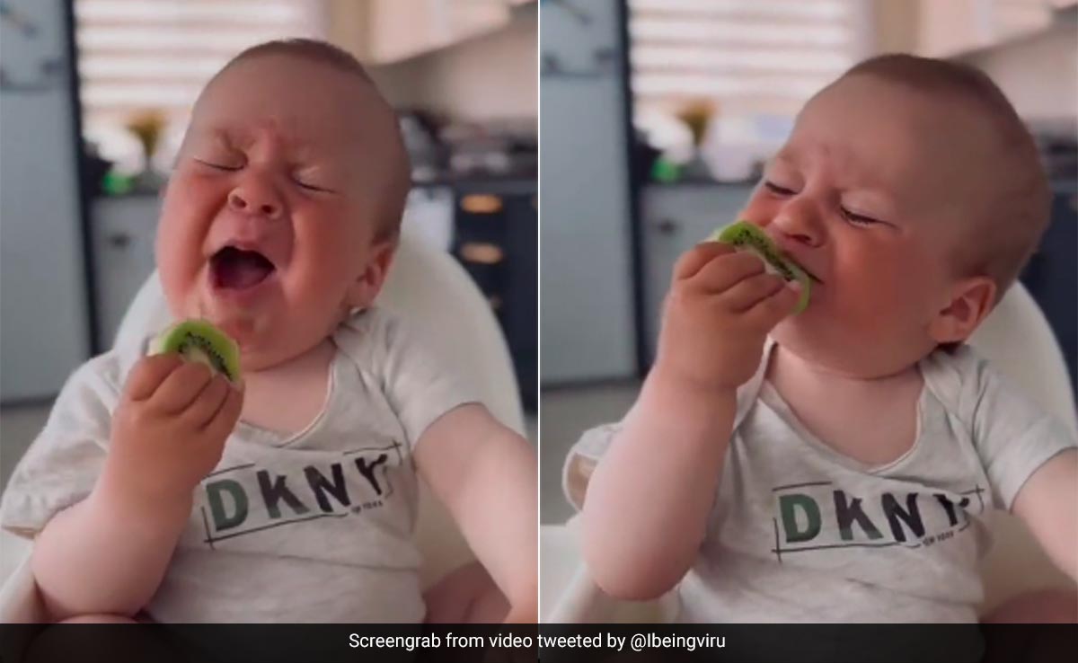 छोटे बच्चे ने पहली बार खाया कीवी फल, खाते ही दिए ऐसे एक्सप्रेशन, बार-बार देखना चाहेंगे Video
