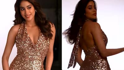 janhvi kapoor brown dress Janhvi Kapoor wears a brown bodycon Alexandre Vauthier dress with strappy heels