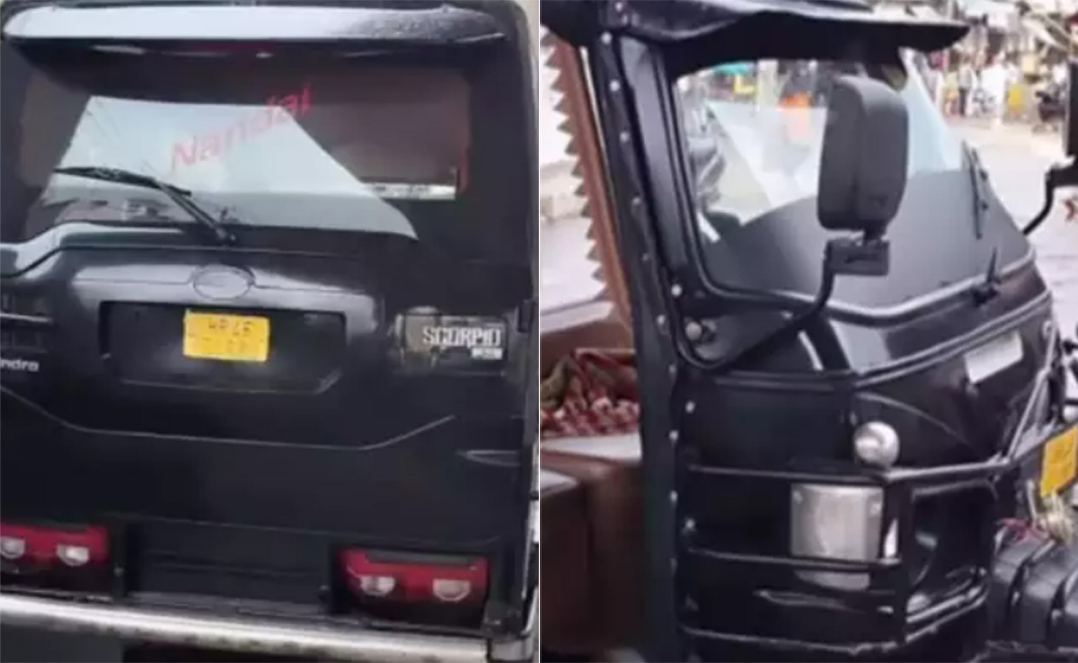 पीछे से स्कॉर्पियो आगे से ऑटो, इस अजीबोगरीब गाड़ी का नेटिजन्स ने किया नामकरण, ये है Scorpito