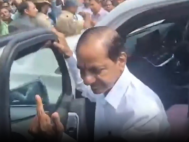 Telangana Chief Minister KC Rao Casts His Vote At A Polling Station In Siddipet