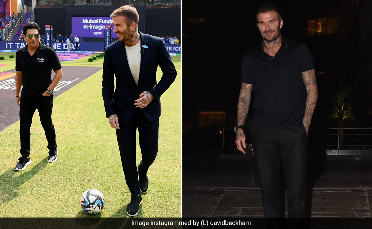 David Beckham Matched The Boys In Blue In His Casually Cool Navy Blue Look At Sonam Kapoor's Party
