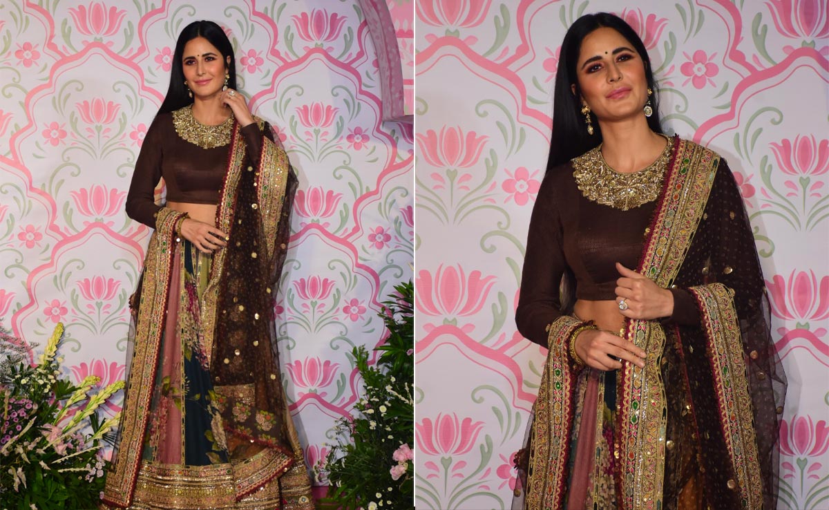 Katrina Kaif Sparkles Subtly In A Brown And Gold Sabyasachi <i>Lehenga</i> At Ramesh Taurani's Diwali Party