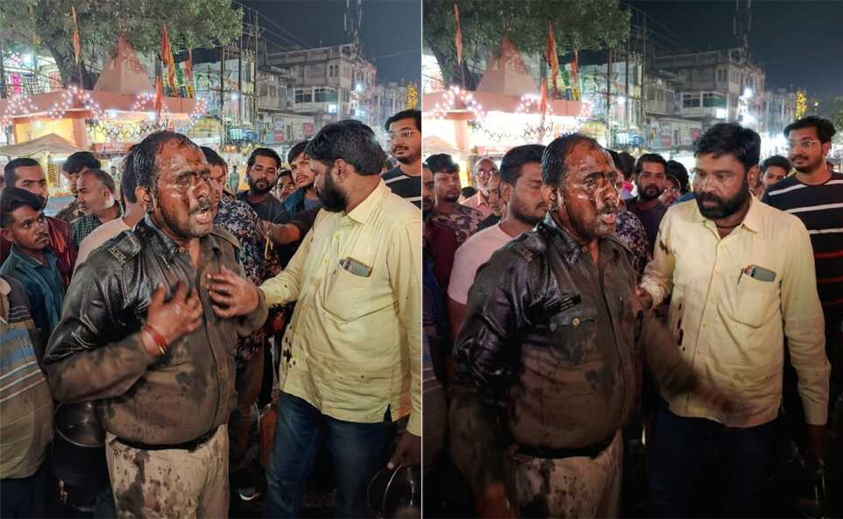 BJP नेता पर लगाए आरोप! बीच चौराहे पर पुलिसकर्मी ने खुद पर डाला इंजन ऑयल, तीली जलाई तो...
